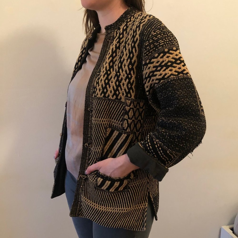 Vintage Patterned/ Black Reversible Jacket - image 2